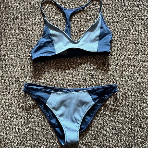 Size Large Pacsun Blue Ribbed Bikini top+bottom🌊